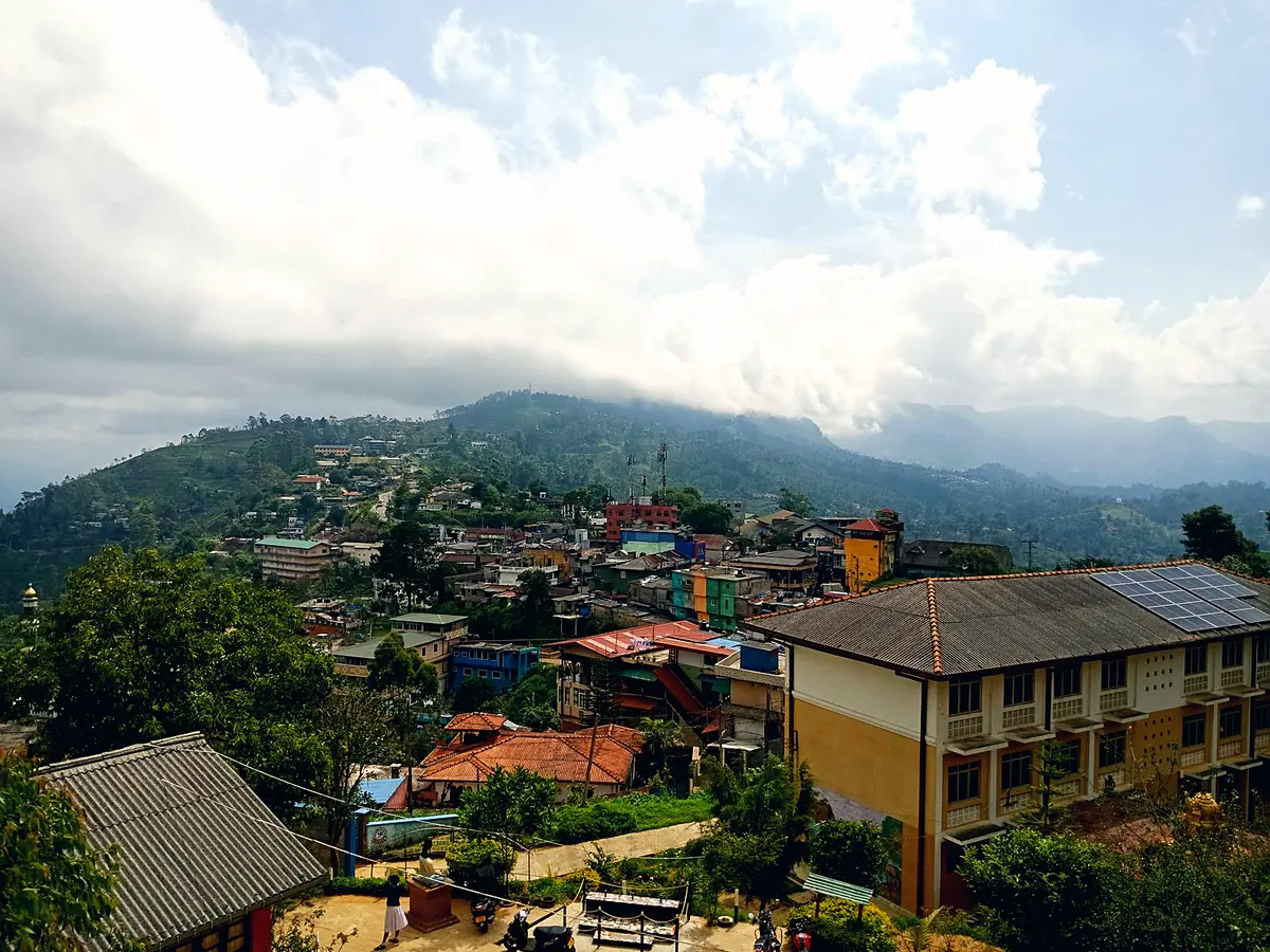 Hill-country homes in Sri Lanka, including a roof with solar panels